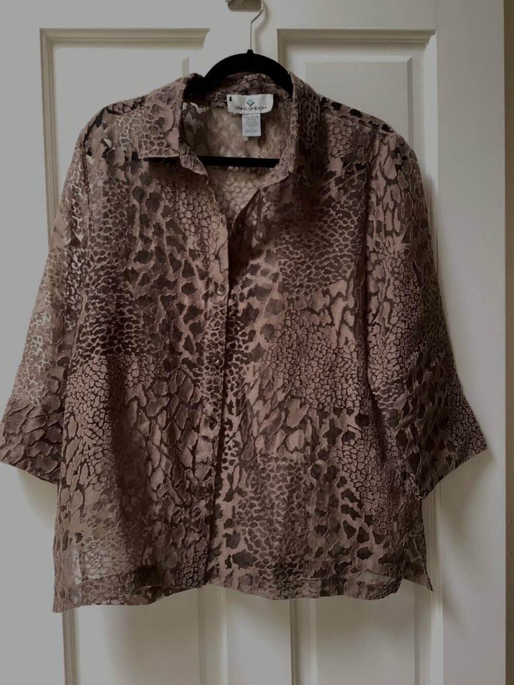 Erin London brown burnout blouse, top, size large